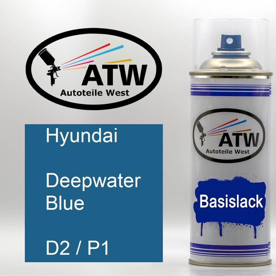 Hyundai, Deepwater Blue, D2 / P1: 400ml Sprühdose, von ATW Autoteile West.